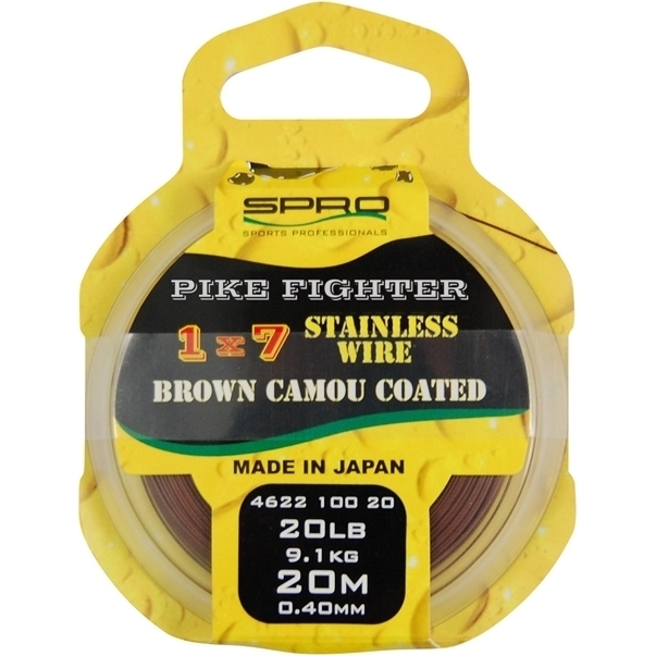 Spro Pike Fighter Brown Coated Wire 1x7 20m 20lb 0.40mm