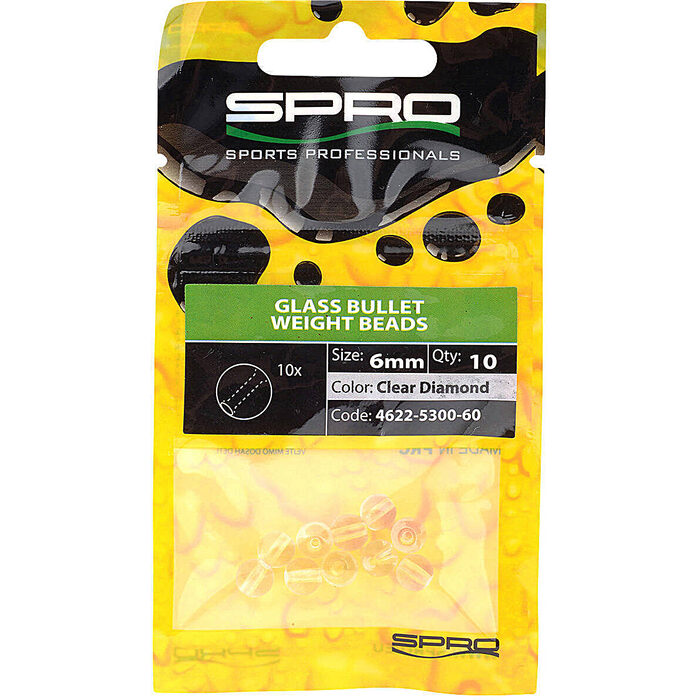 Spro Round Smooth Glass Beads Clear Diamond 6mm