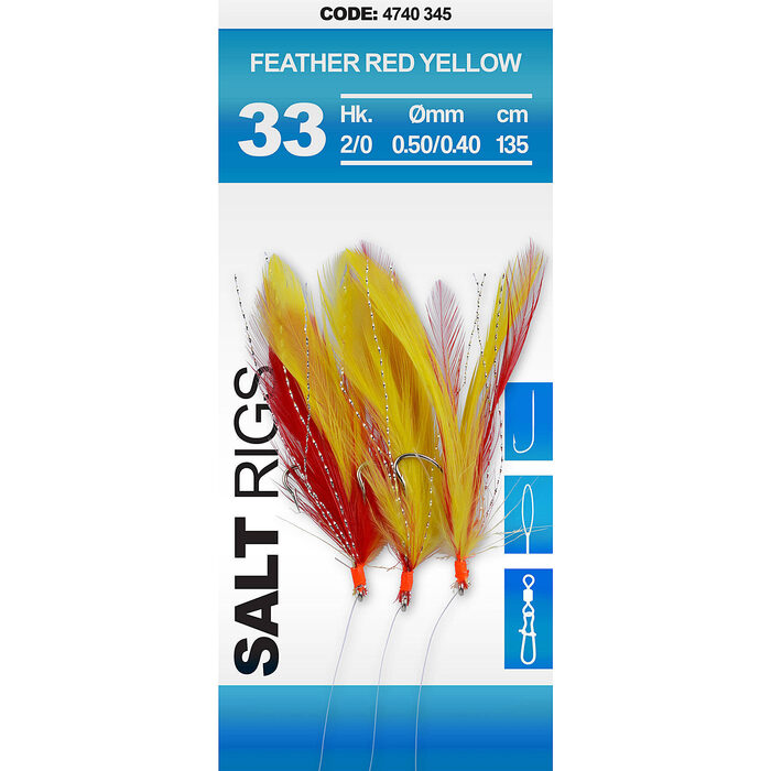 Spro Saltwater Salt Rig #33 Feather Red Yellow #6 6 Haaks