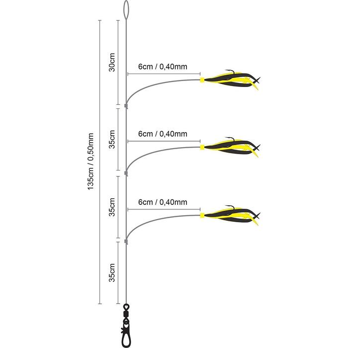 Spro Saltwater Salt Rig #46 Feather Black Yellow #2 6H