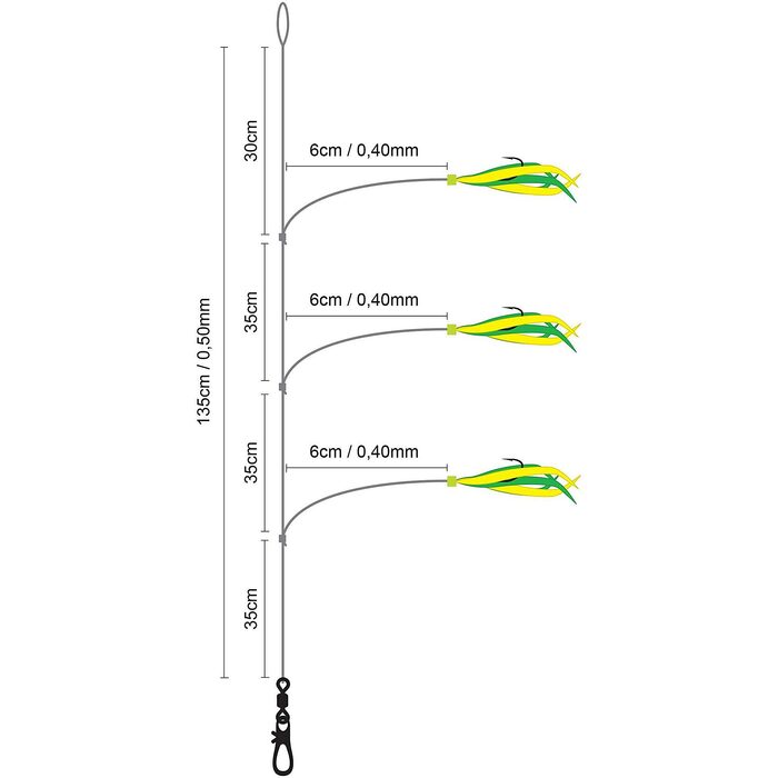 Spro Saltwater Salt Rig #48 Feather Green Yellow #1/0 3H
