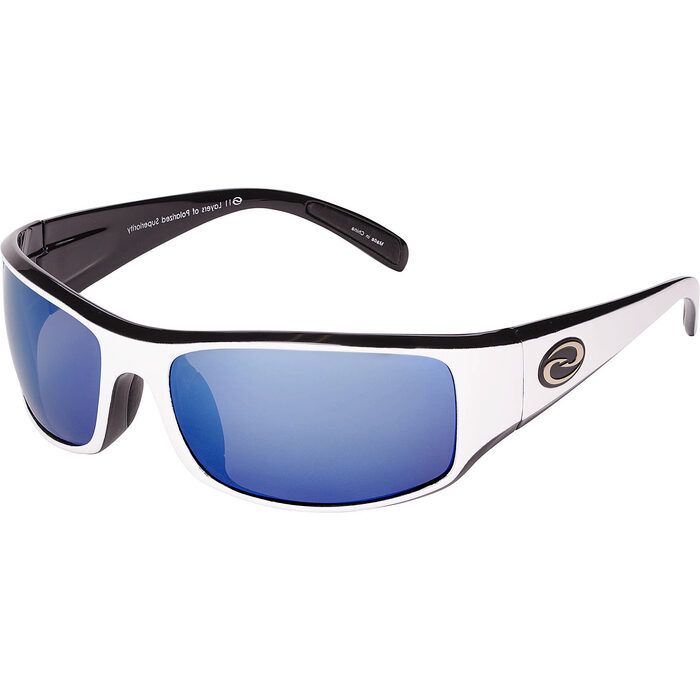 Strike King S11 Optics Okeechobee Shiny White Black Two Tone Frame Multi Layer White Blue Mirror Gray Base Lens