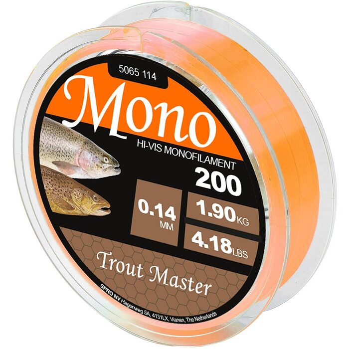 Trout Master Mono Hi-Vis Orange 200m 0.18mm 3.5kg