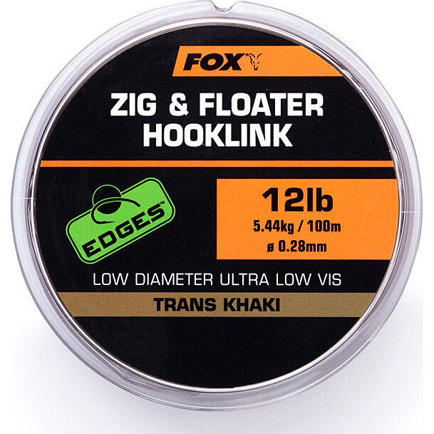 Fox Zig and Floater Hooklink Trans Khaki 15lb 0.30mm