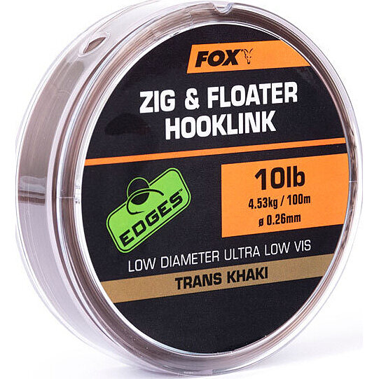 Fox Zig and Floater Hooklink Trans Khaki 15lb 0.30mm